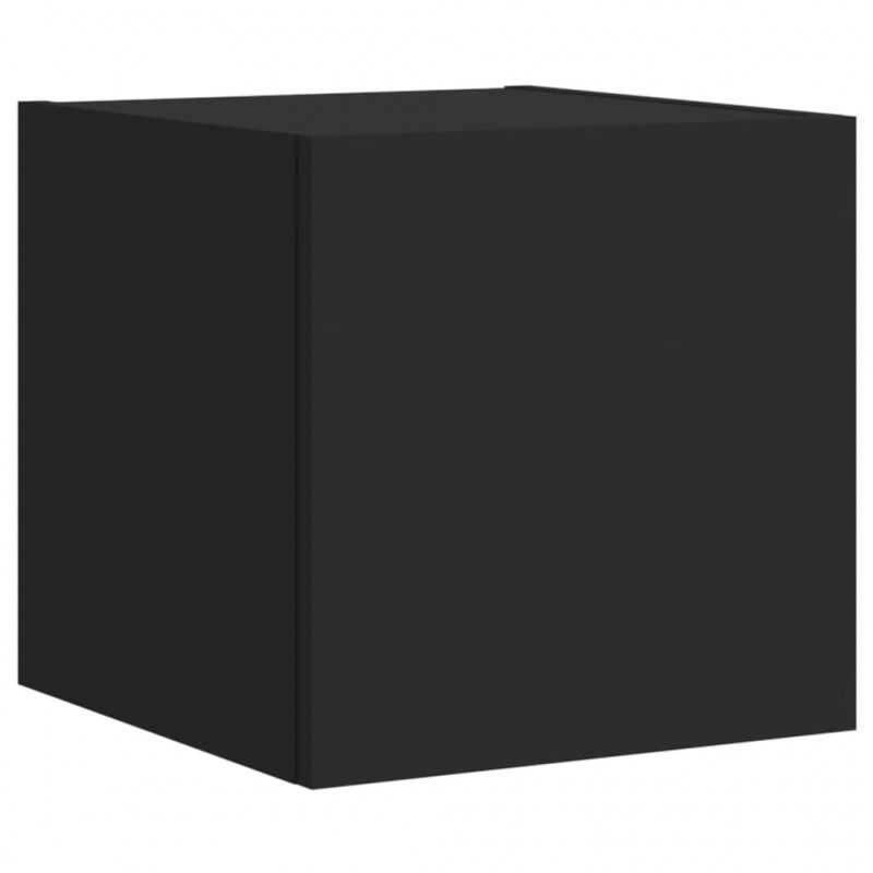 Ścienna szafka TV z LED, czarna, 30,5x35x30 cm