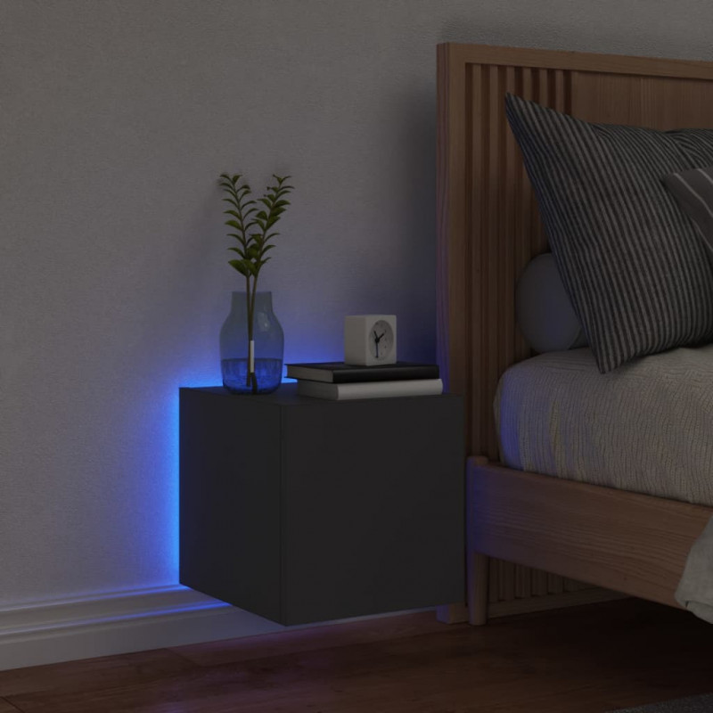 Ścienna szafka TV z LED, czarna, 30,5x35x30 cm