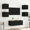 Ścienna szafka TV z LED, czarna, 30,5x35x30 cm