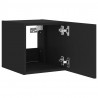 Ścienna szafka TV z LED, czarna, 30,5x35x30 cm