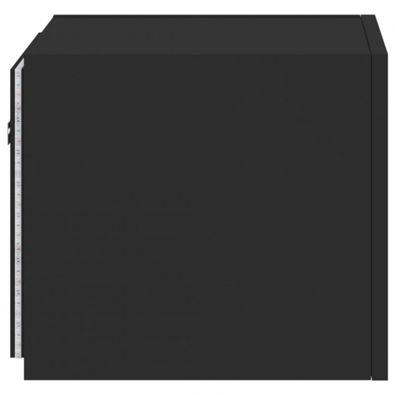 Ścienna szafka TV z LED, czarna, 30,5x35x30 cm