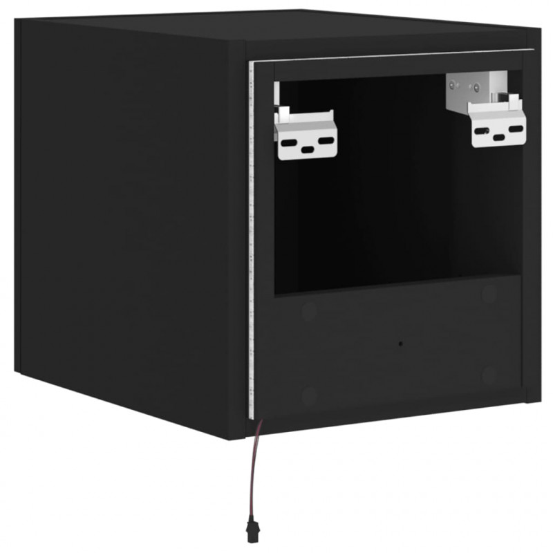 Ścienna szafka TV z LED, czarna, 30,5x35x30 cm