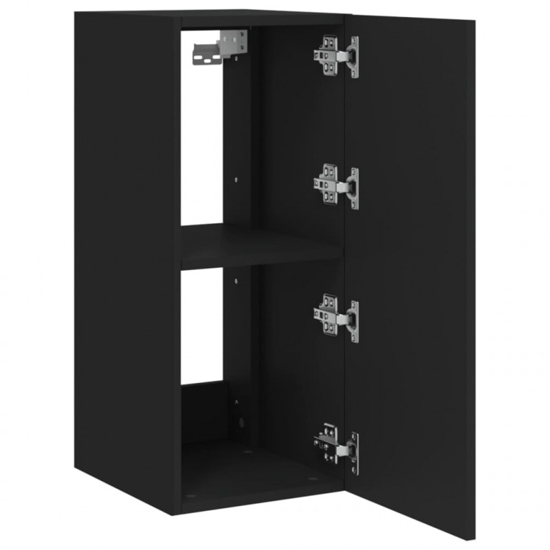 Ścienna szafka TV z LED, czarna, 30,5x35x70 cm