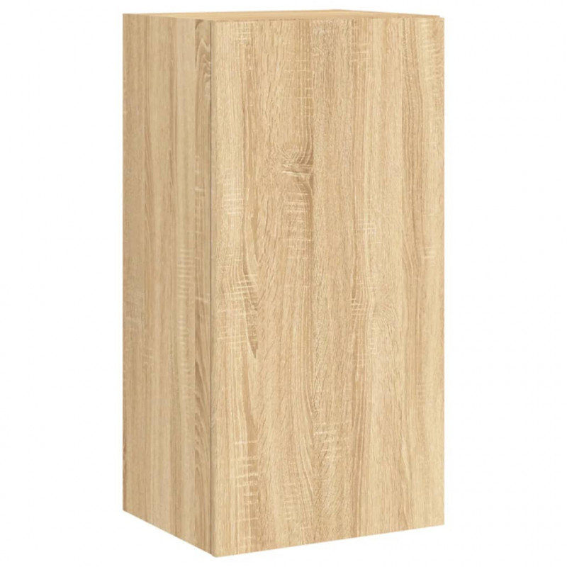 Ścienna szafka TV z LED, dąb sonoma, 40,5x35x80 cm