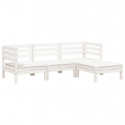 Ogrodowa sofa 3-osobowa z podnóżkiem, biała, drewno sosnowe