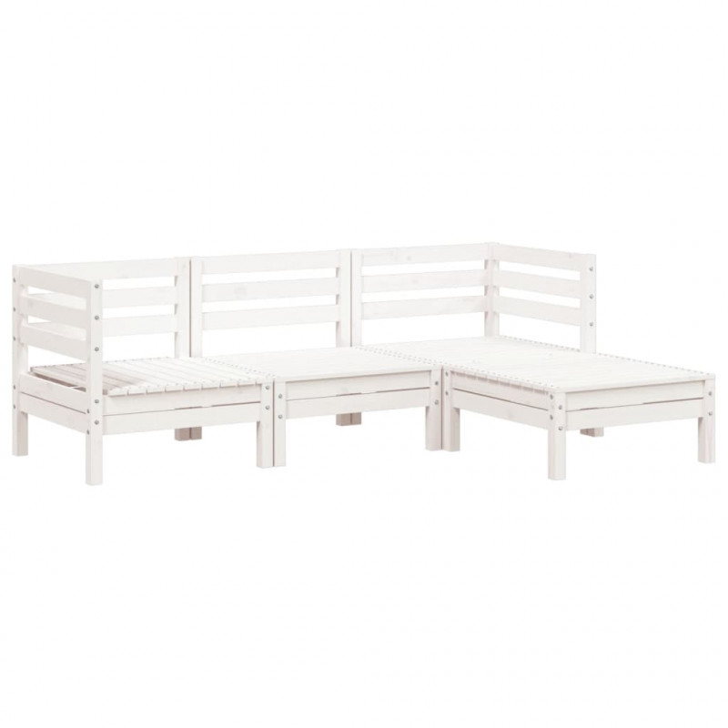 Ogrodowa sofa 3-osobowa z podnóżkiem, biała, drewno sosnowe