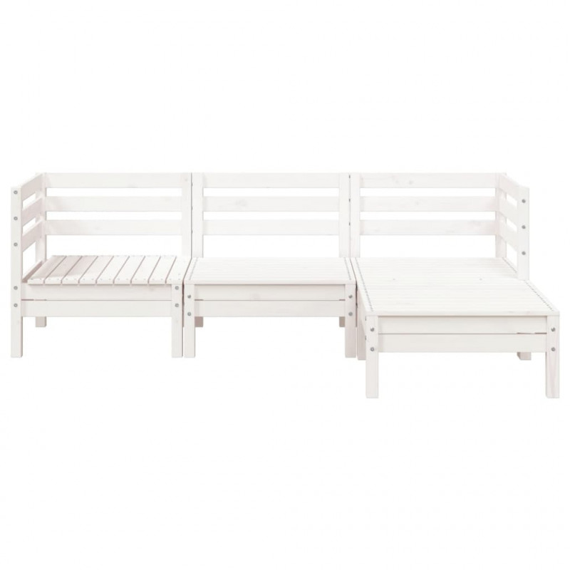 Ogrodowa sofa 3-osobowa z podnóżkiem, biała, drewno sosnowe