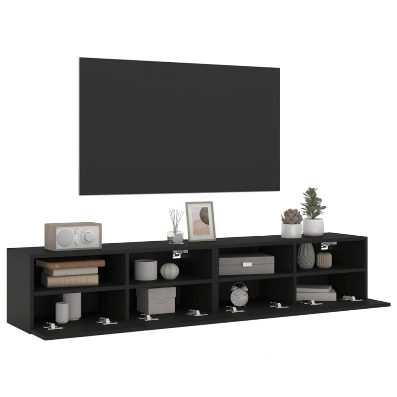 Ścienne szafki TV, 2 szt., czarne, 80x30x30 cm