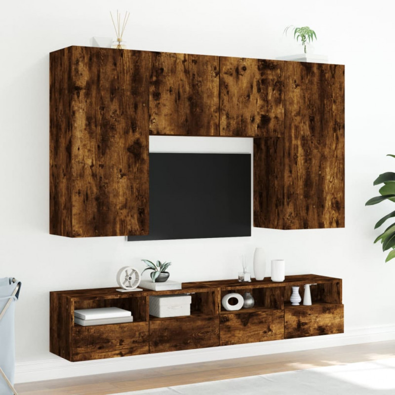 Ścienna szafka TV, przydymiony dąb, 100x30x30 cm