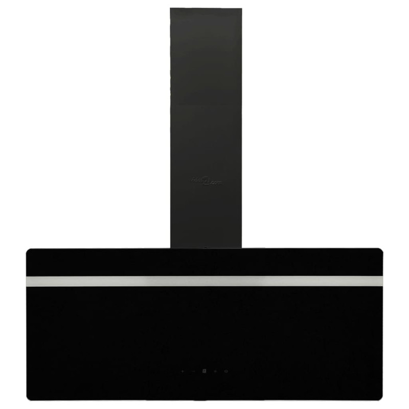 Ścienny okap kuchenny, 90 cm, stal i hartowane szkło, czarny