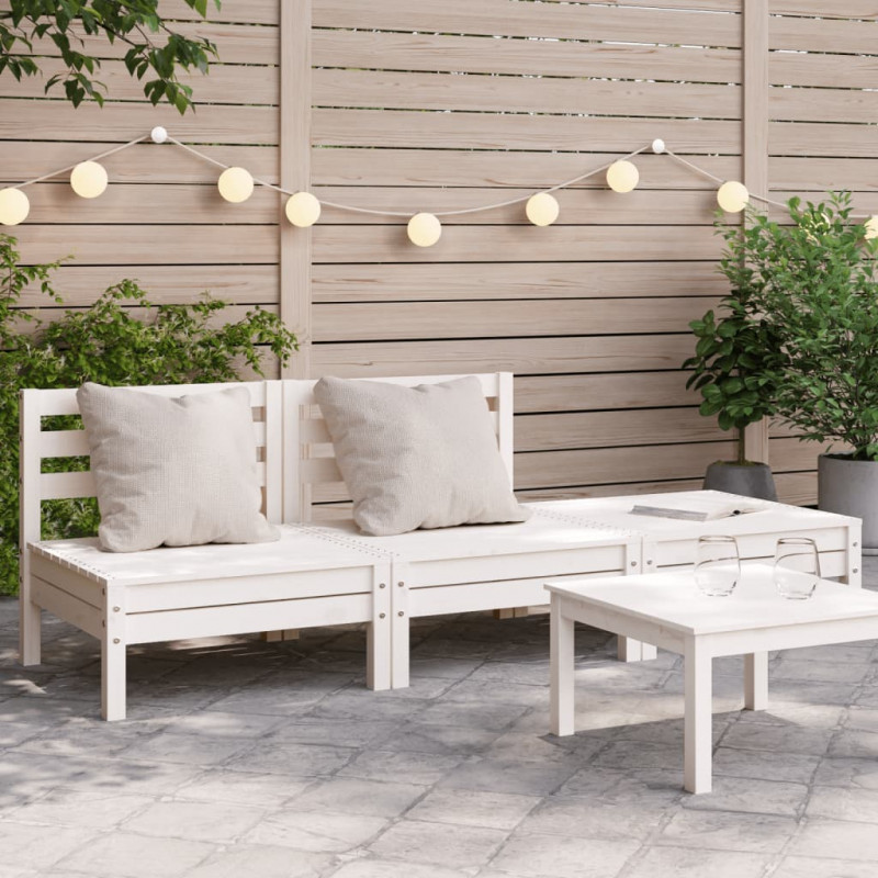 Ogrodowa sofa 3-osobowa, biała, lite drewno sosnowe