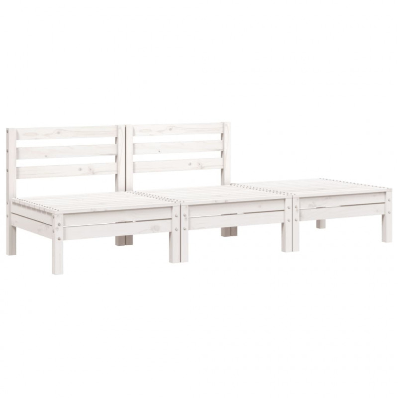 Ogrodowa sofa 3-osobowa, biała, lite drewno sosnowe
