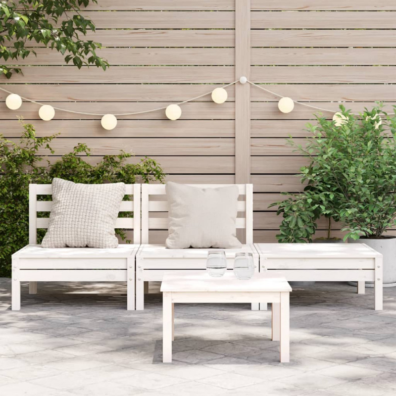 Ogrodowa sofa 3-osobowa, biała, lite drewno sosnowe