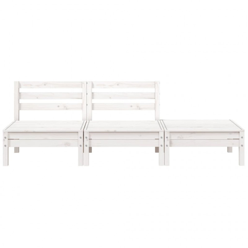 Ogrodowa sofa 3-osobowa, biała, lite drewno sosnowe