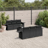 7-cz. zestaw wypoczynkowy do ogrodu, z poduszkami, czarny