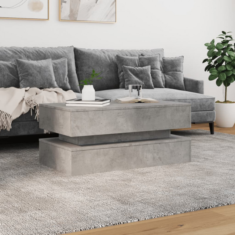 Stolik kawowy z oświetleniem LED, szarość betonu, 90x50x40 cm