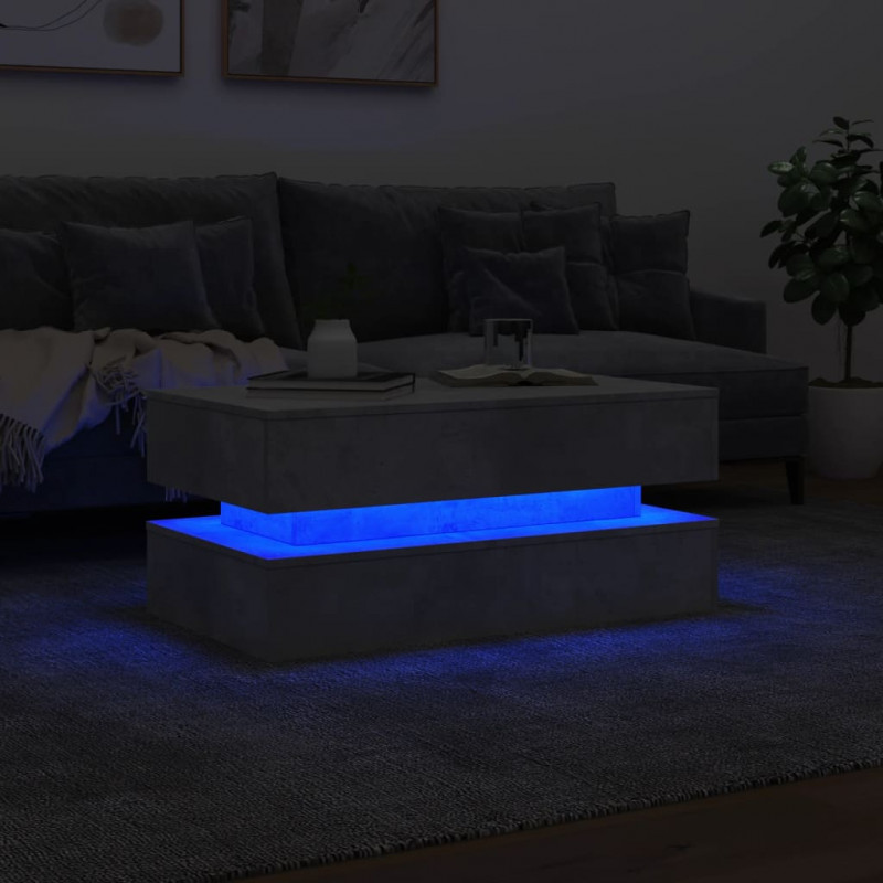 Stolik kawowy z oświetleniem LED, szarość betonu, 90x50x40 cm