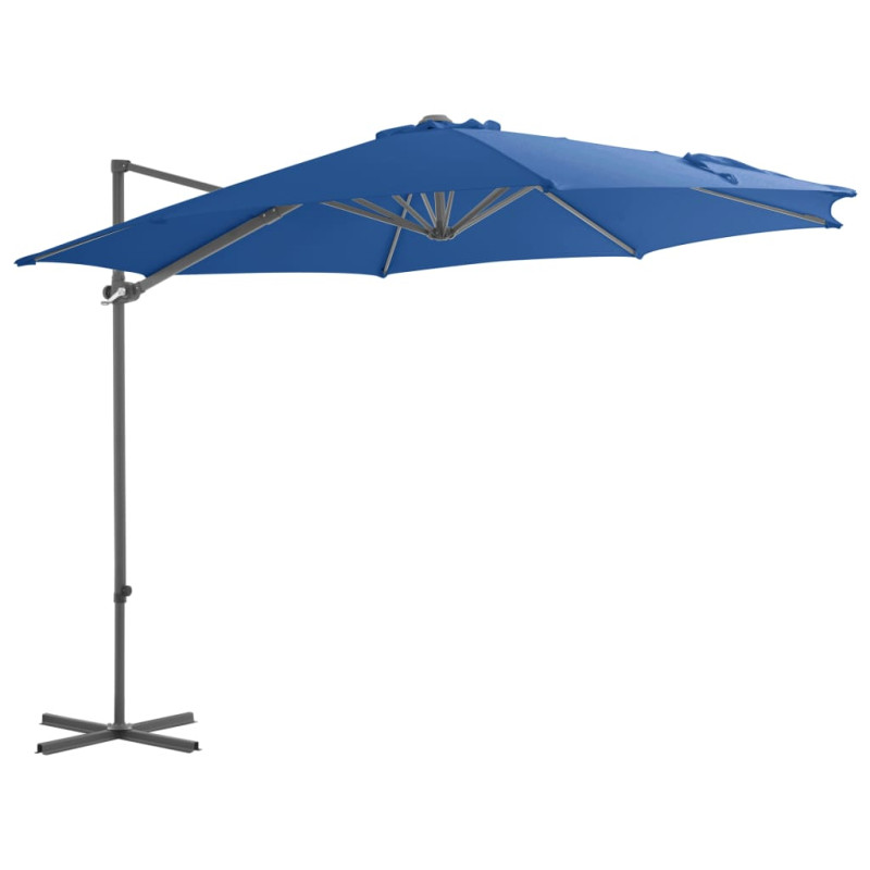 Parasol wiszący ze stalowym słupkiem, 300 cm, niebieski