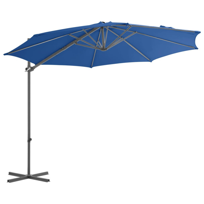 Parasol wiszący ze stalowym słupkiem, 300 cm, niebieski