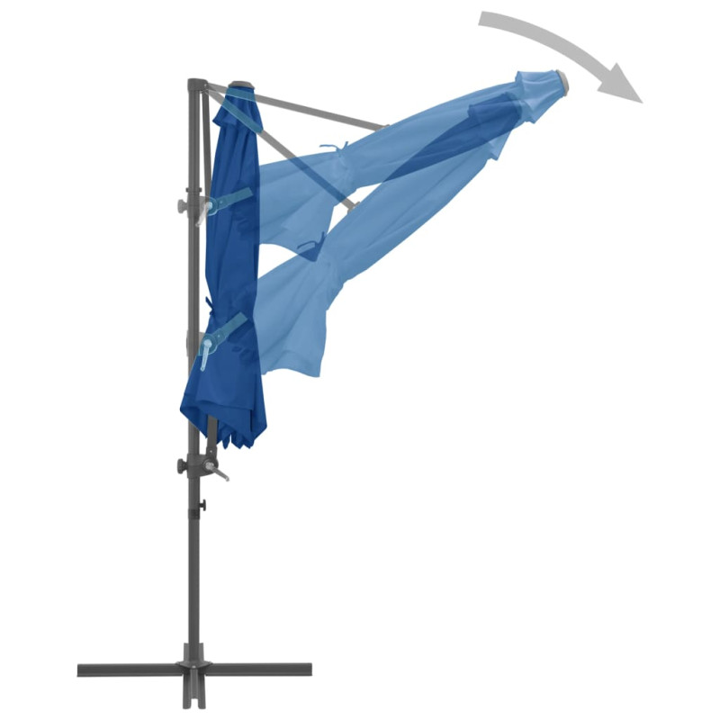Parasol wiszący ze stalowym słupkiem, 300 cm, niebieski