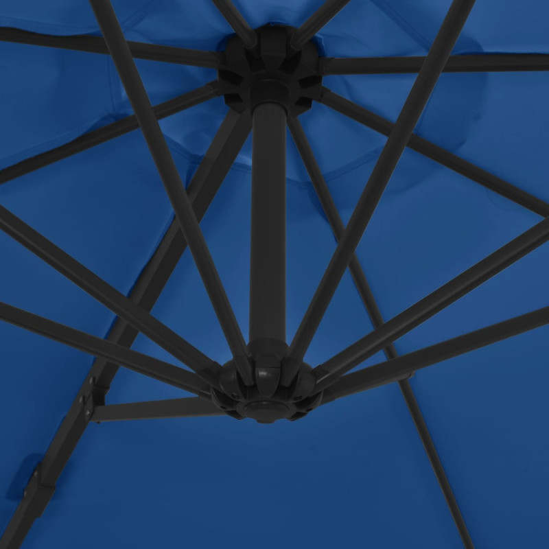 Parasol wiszący ze stalowym słupkiem, 300 cm, niebieski