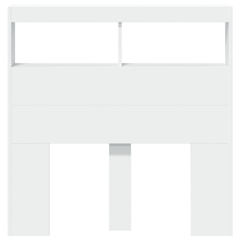 Zagłówek z półkami i oświetleniem LED, biały, 100x17x102 cm