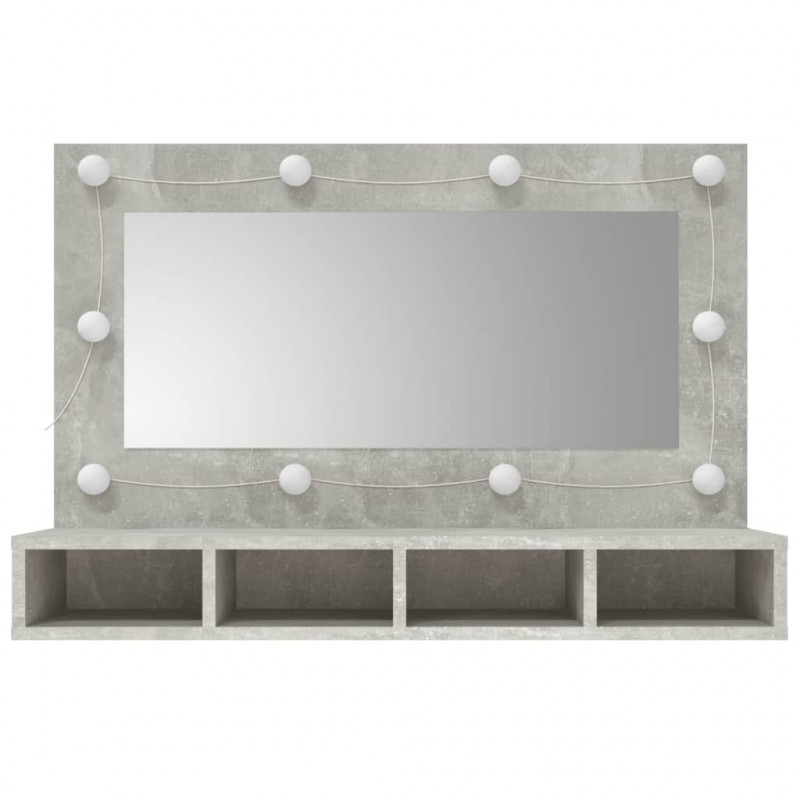 Szafka z lustrem i oświetleniem LED, szary beton, 90x31,5x62 cm