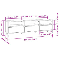 Szafka pod TV, biała, 150x30x44,5 cm, materiał drewnopochodny