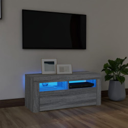 Szafka pod TV z oświetleniem LED, szary dąb sonoma, 90x35x40 cm