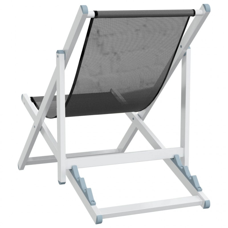 Składane krzesła plażowe, 2 szt., szare, aluminium i textilene