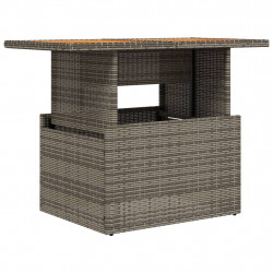 Stół ogrodowy, szary 100x55x73 cm, polirattan i drewno akacjowe