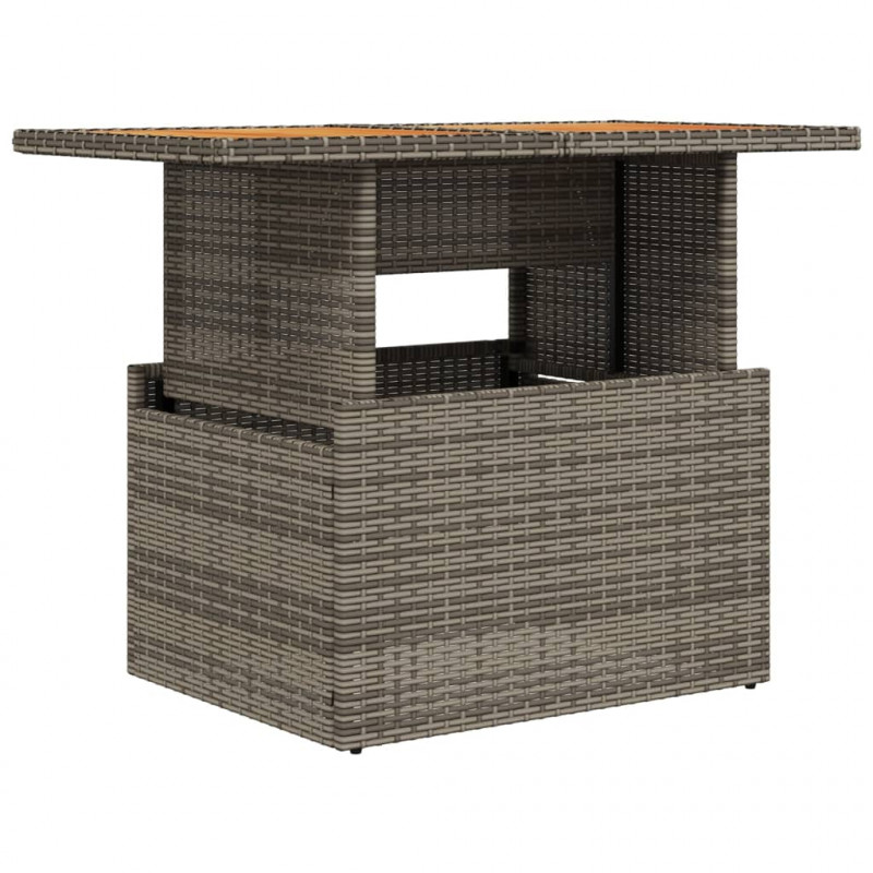 Stół ogrodowy, szary 100x55x73 cm, polirattan i drewno akacjowe