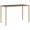 Stół ogrodowy ze szklanym blatem, beż, 115x54x74 cm, rattan PE