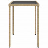 Stół ogrodowy ze szklanym blatem, beż, 115x54x74 cm, rattan PE