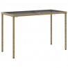 Stół ogrodowy ze szklanym blatem, beż, 115x54x74 cm, rattan PE