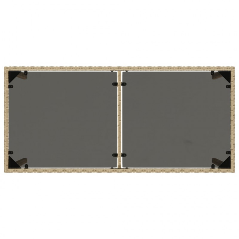 Stół ogrodowy ze szklanym blatem, beż, 115x54x74 cm, rattan PE