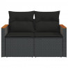 Sofa ogrodowa z poduszkami, 2-osobowa, czarna, polirattan