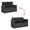 Sofa ogrodowa z poduszkami, 2-osobowa, czarna, polirattan