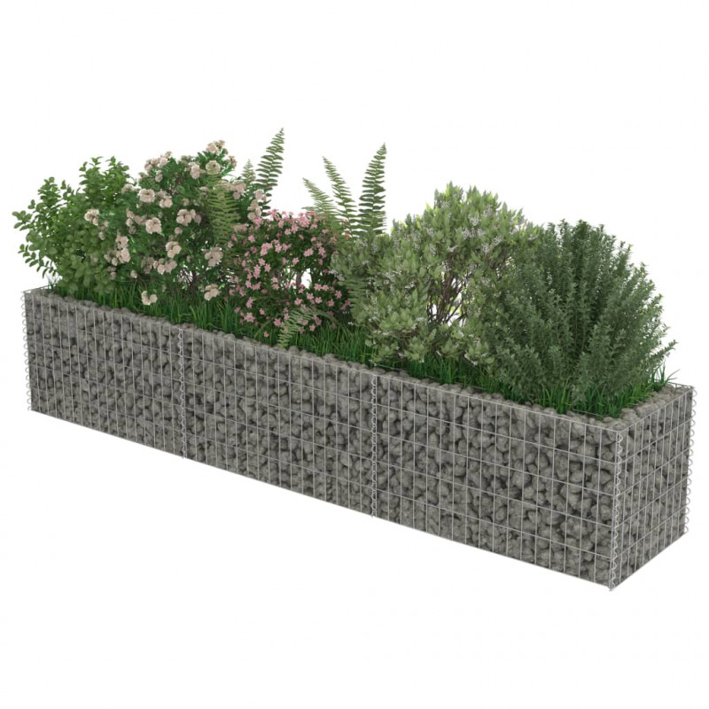 Podwyższona donica gabionowa, galwanizowana stal, 270x50x50 cm