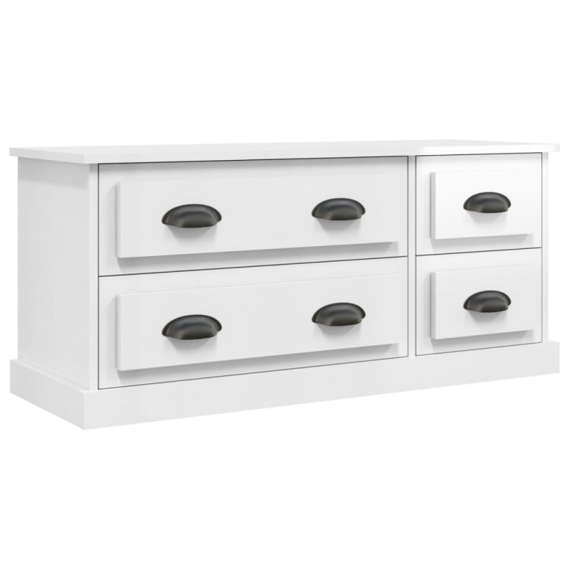 Szafka pod TV, wysoki połysk, biała, 100x35,5x45 cm