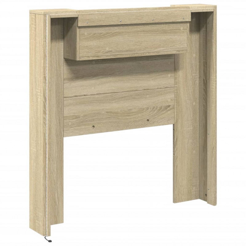 Zagłówek z półką i LED, dąb sonoma, 100x16,5x103,5 cm