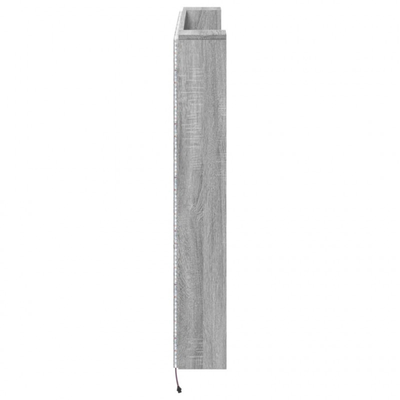 Zagłówek z półką i LED, szary dąb sonoma, 140x16,5x103,5 cm