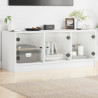 Szafka TV ze szklanymi drzwiami, biała, 102x37x42 cm