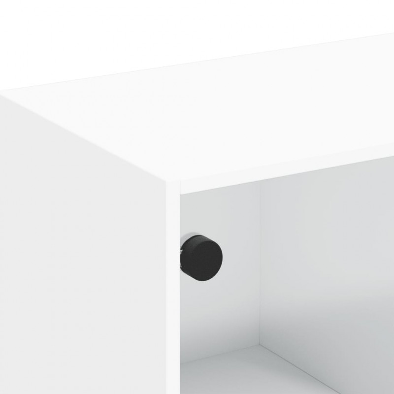 Szafka TV ze szklanymi drzwiami, biała, 102x37x42 cm