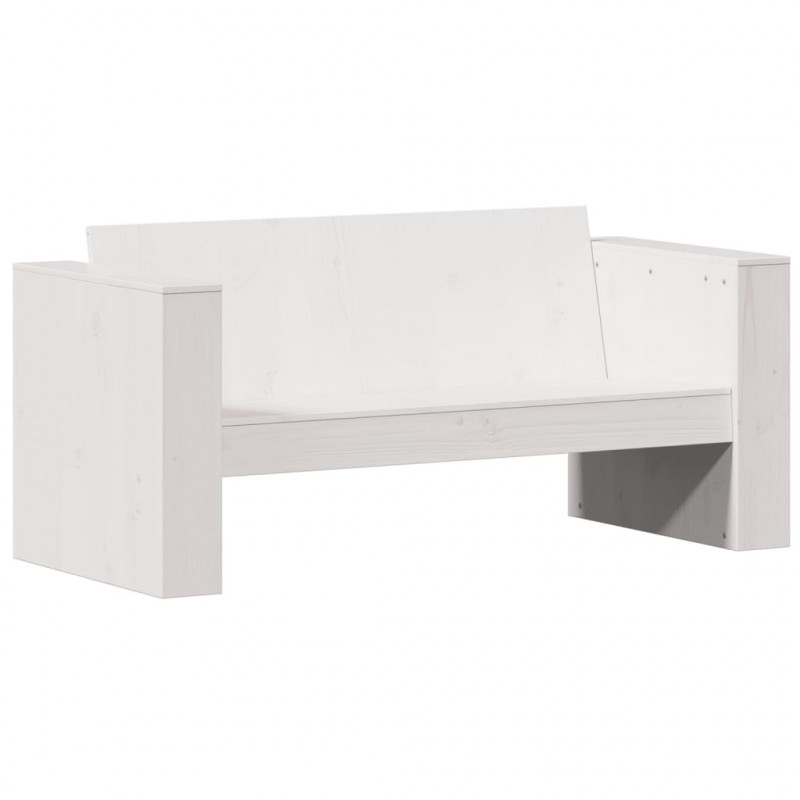 Sofa ogrodowa, 2-osobowa, biała, 134x60x62 cm, drewno sosnowe