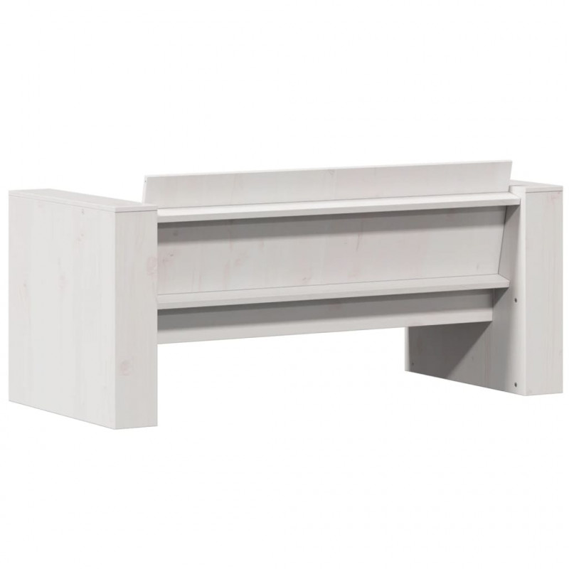 Sofa ogrodowa, 2-osobowa, biała, 134x60x62 cm, drewno sosnowe