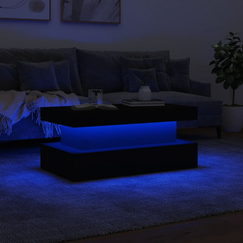 Stolik kawowy z oświetleniem LED, biały, 90x50x40 cm