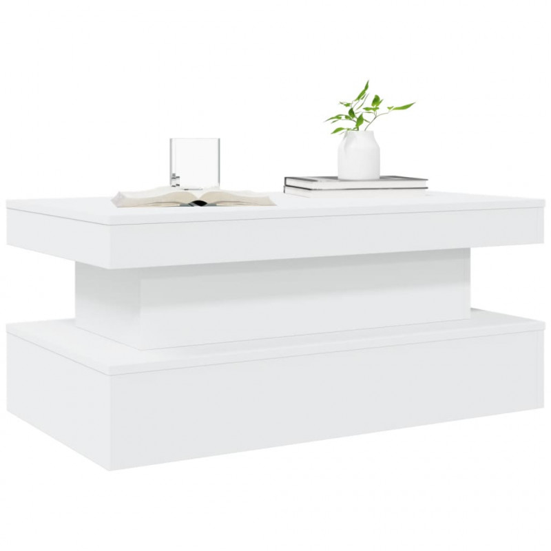 Stolik kawowy z oświetleniem LED, biały, 90x50x40 cm