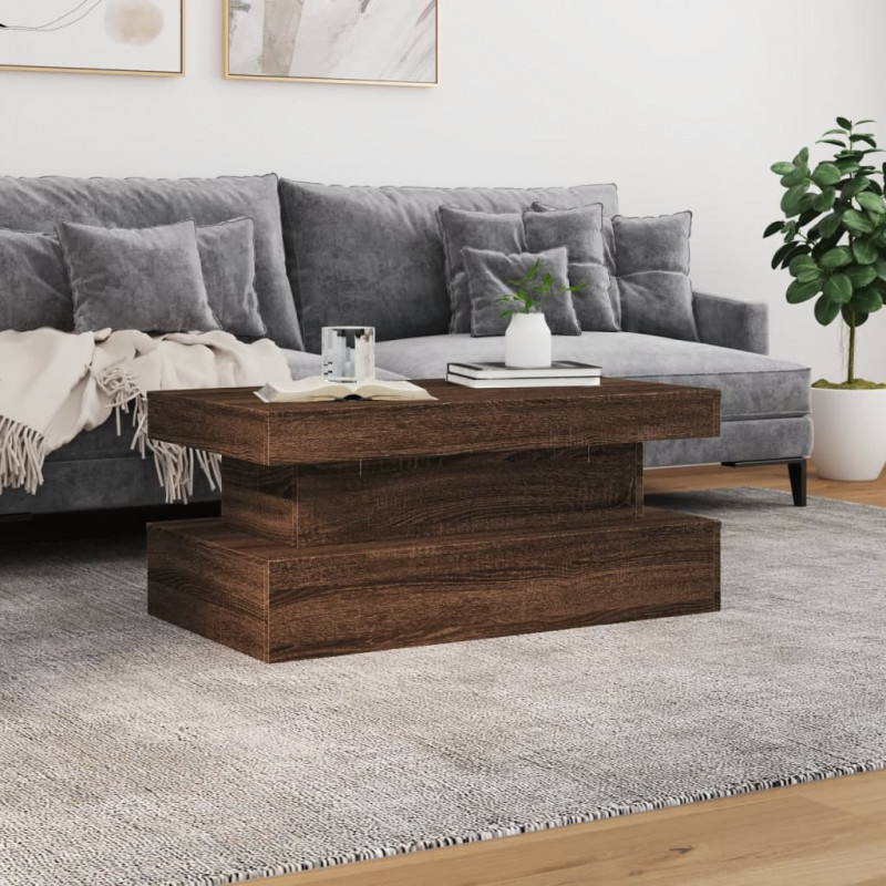 Stolik kawowy z oświetleniem LED, brązowy dąb, 90x50x40 cm