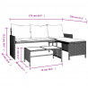 Narożnik ogrodowy z poduszkami i stolikiem, rattan PE, czarny